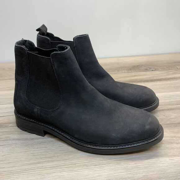 Aldo Mens Size 11 Black Leather Ankle Slip On Leather Chelsea Boots - Picture 1 of 11